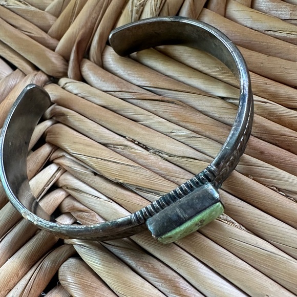 J.W. TOADLENA Sterling 12KGF Green Turquoise Cuff Bracelet Navajo Authentic - Picture 10 of 16